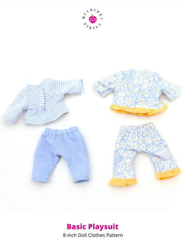 123 Mulberry Street 8" Baby Dolls Basic Playsuit 8" Baby Doll Clothes Pattern Pixie Faire