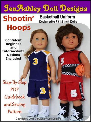 Jen Ashley Doll Designs 18 Inch Modern Shootin' Hoops Basketball Uniform 18" Doll Clothes Pattern Pixie Faire