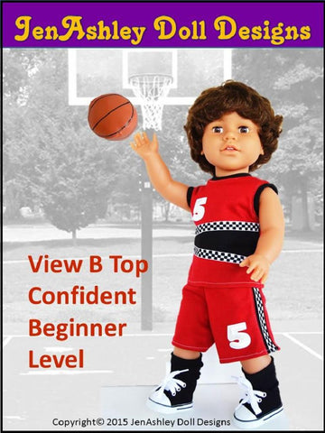 Jen Ashley Doll Designs 18 Inch Modern Shootin' Hoops Basketball Uniform 18" Doll Clothes Pattern Pixie Faire