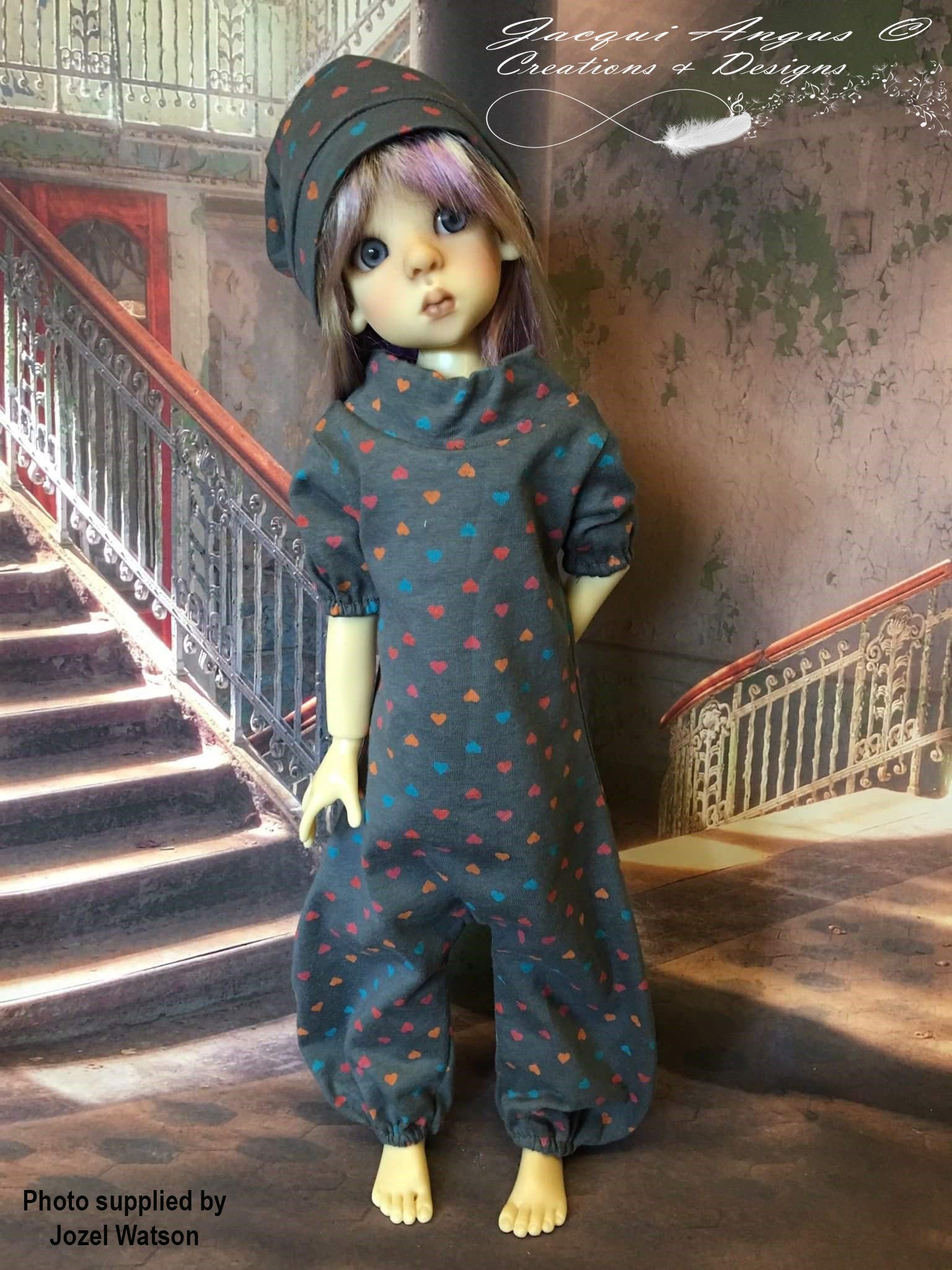 Jacqui Angus Creations & Designs BJD Lazy Day Romper Pattern for MSD Ball Jointed Dolls Pixie Faire