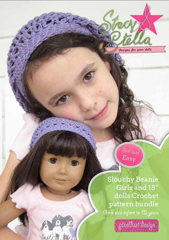 Stacy and Stella Crochet Slouchy Beanie Girl and Doll Matching Pixie Faire