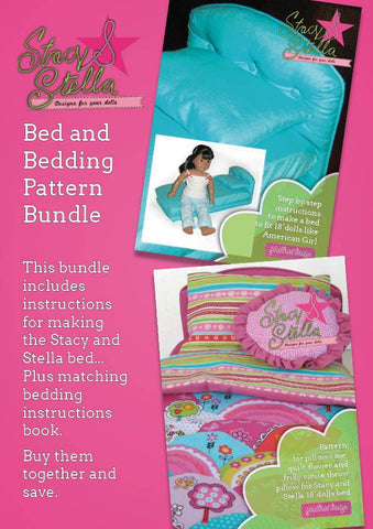 Stacy and Stella 18 Inch Modern Bed and Bedding Bundle 18" Dolls Pixie Faire