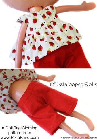 Doll Tag Clothing Lalaloopsy Strawberry Patch Top and Pants Pattern for Lalaloopsy Dolls Pixie Faire