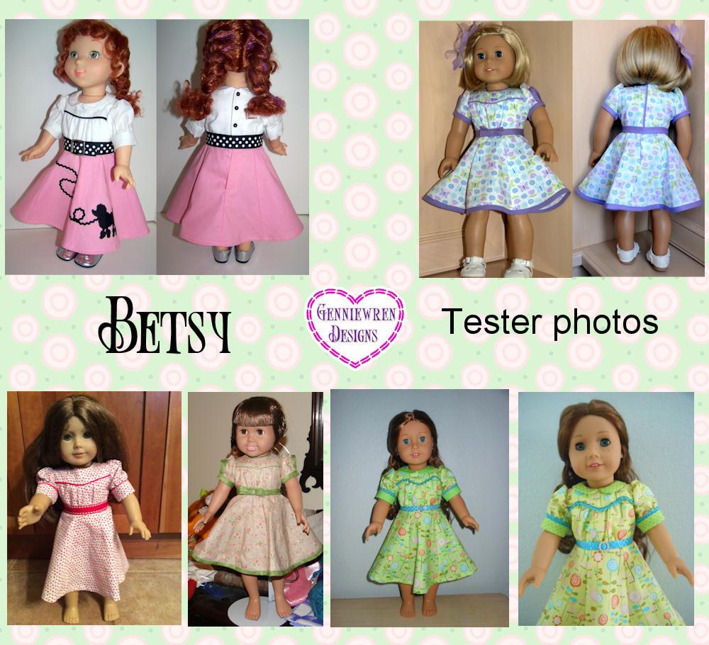 Genniewren 18 Inch Historical 1930's Betsy Dress 18" Doll Clothes Pattern Pixie Faire