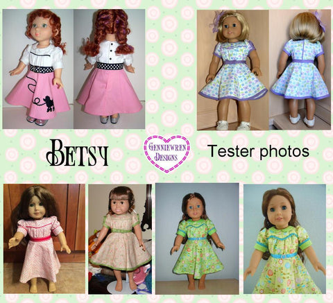 Genniewren 18 Inch Historical 1930's Betsy Dress 18" Doll Clothes Pattern Pixie Faire