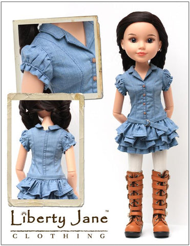 Liberty Jane BFC Ink Faraway Downs Dress Pattern for BFC, Ink. Dolls Pixie Faire