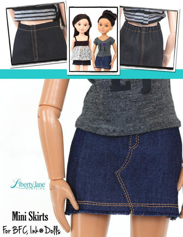 Liberty Jane BFC Ink Mini Skirt Pattern for BFC, Ink Dolls Pixie Faire