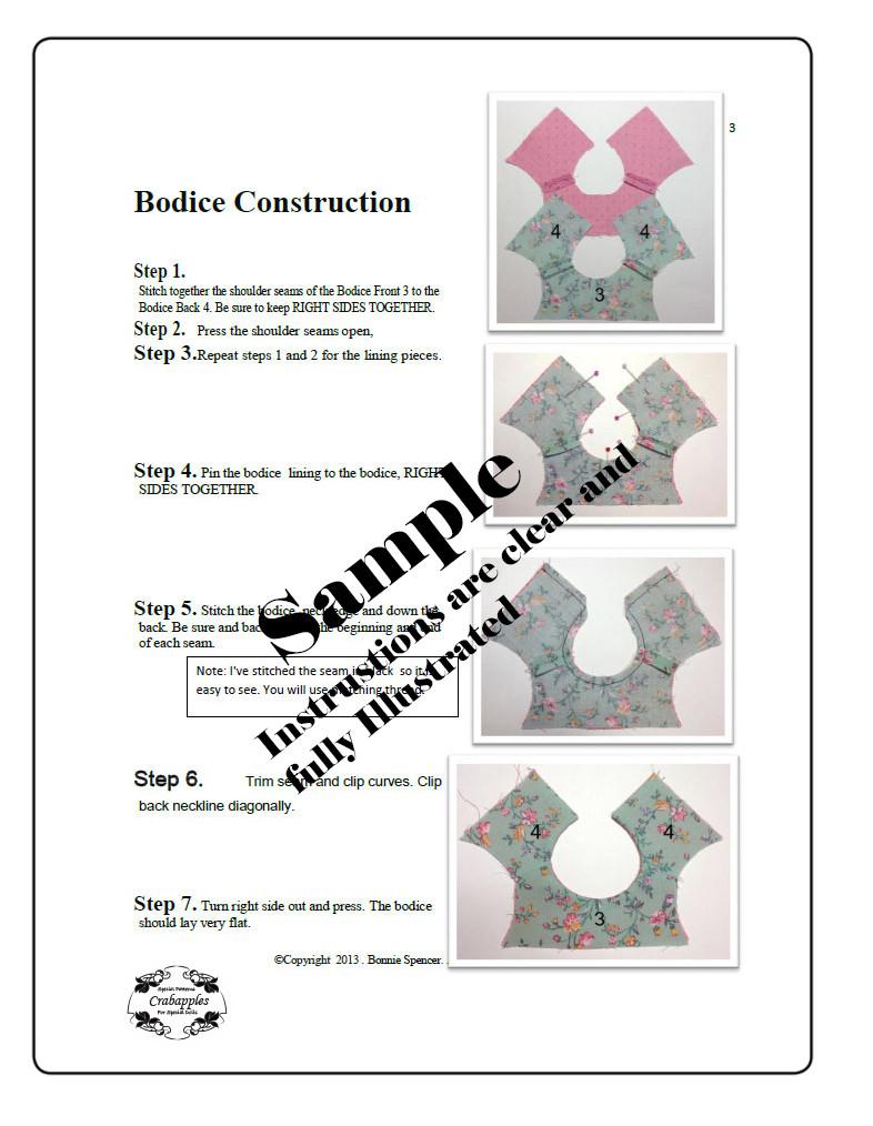 Crabapples Bitty Baby/Twin Bitty Baby Flutter Sleeve Dress 15" Baby Doll Clothes Pattern Pixie Faire