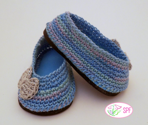 Sweet Pea Fashions Crochet Paloma Crocheted Ballet Flats 18" Doll Crochet Pattern Pixie Faire