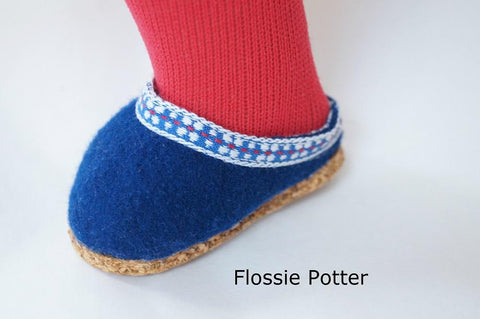 Flossie Potter Shoes Wool Felt Clogs 18" Doll Clothes Pattern Pixie Faire