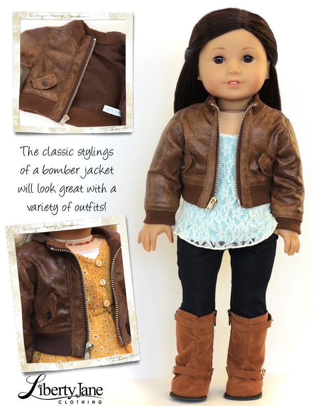Liberty Jane 18 Inch Modern Bomber Jacket 18" Doll Clothes Pattern Pixie Faire