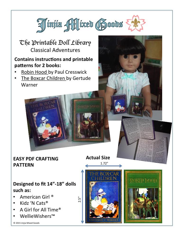 Jinjia Mixed Goods 18 Inch Modern Robin Hood & The Boxcar Children Printable Books 14-18" Doll Accessories Pixie Faire