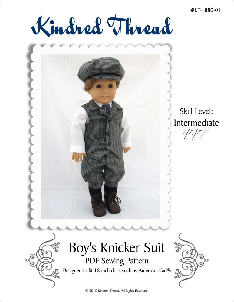 Kindred Thread Boy's Knicker Suit Doll Clothes Pattern 18 inch American Girl Dolls