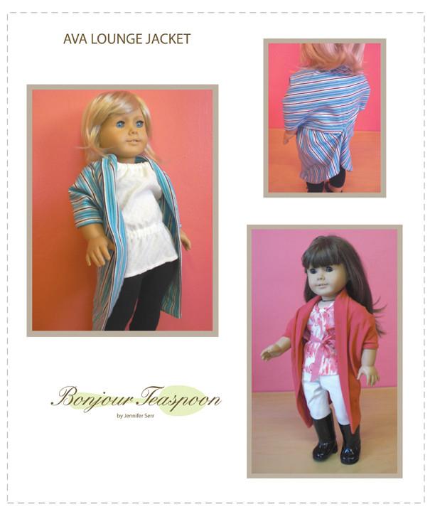 Bonjour Teaspoon 18 Inch Modern Ava Lounge Jacket 18" Doll Clothes Pattern Pixie Faire