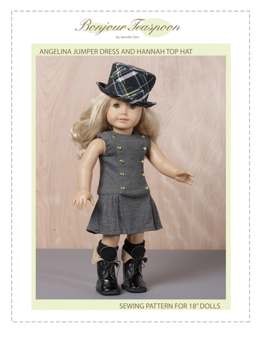 Bonjour Teaspoon 18 Inch Modern Jumper Dress and Top Hat Bundle 18" Doll Clothes Pattern Pixie Faire