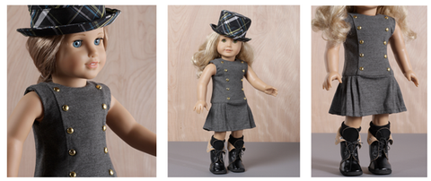 Bonjour Teaspoon 18 Inch Modern Jumper Dress and Top Hat Bundle 18" Doll Clothes Pattern Pixie Faire