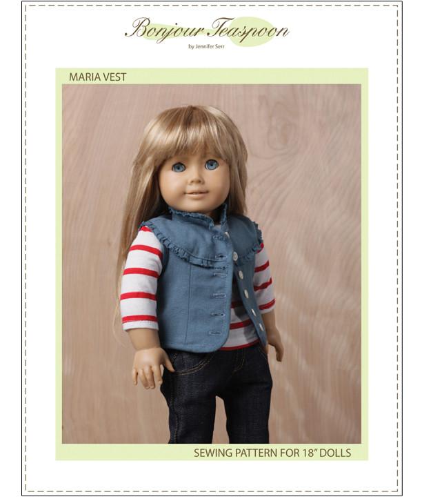 Bonjour Teaspoon 18 Inch Modern Maria Vest 18" Doll Clothes Pattern Pixie Faire