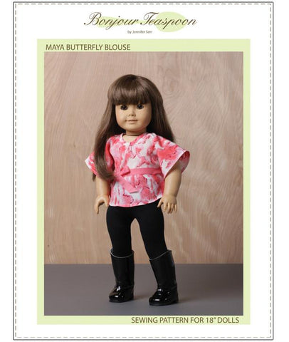 Bonjour Teaspoon 18 Inch Modern Maya Butterfly Blouse 18" Doll Clothes Pattern Pixie Faire