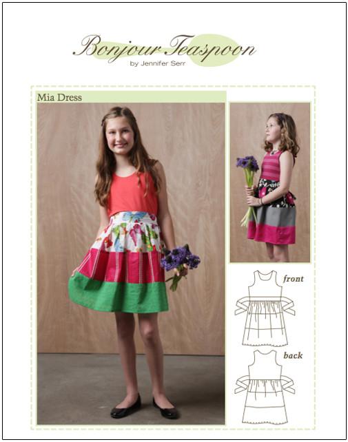 Bonjour Teaspoon Girls Mia Dress Pattern for Girls 5-14 Pixie Faire