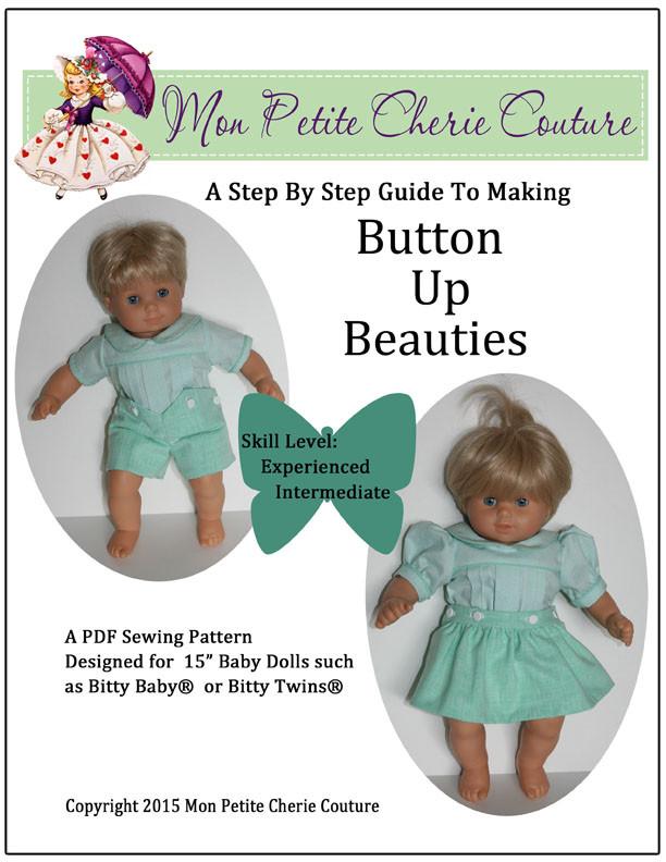 Mon Petite Cherie Couture Button Up Beauties Doll Clothes Pattern 15 inch American Girl Dolls
