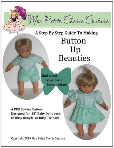 Mon Petite Cherie Couture Bitty Baby/Twin Button Up Beauties 15" Baby Doll Clothes Pixie Faire