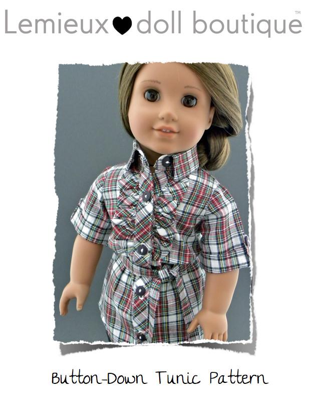 Lemieux Doll Boutique 18 Inch Modern Button Down Tunic 18" Doll Clothes Pixie Faire