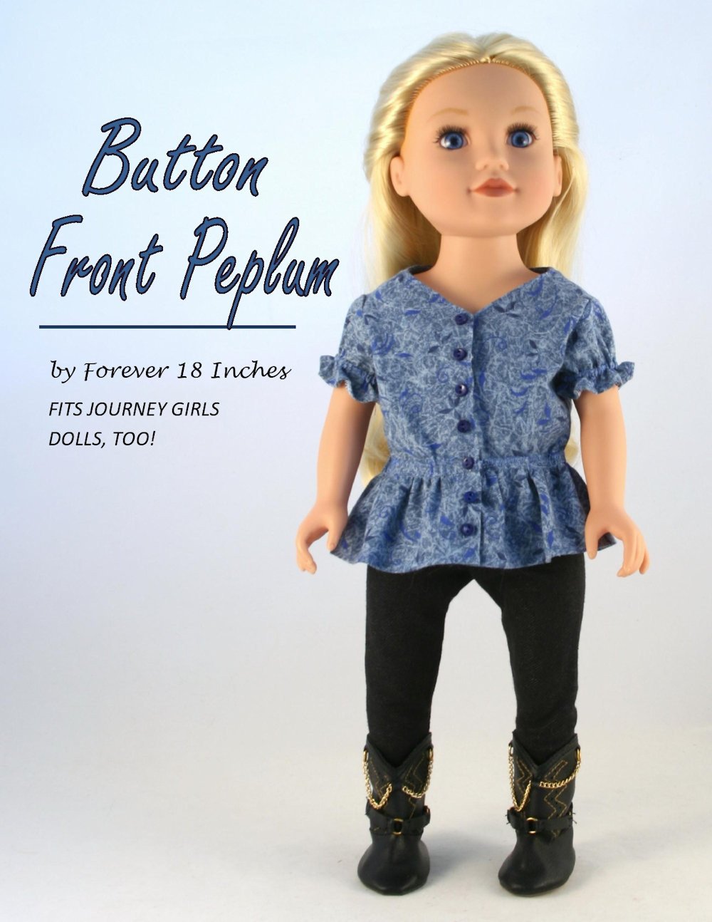 Forever 18 Inches 18 Inch Modern Button Front Peplum 18" Doll Clothes Pixie Faire