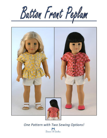 Forever 18 Inches 18 Inch Modern Button Front Peplum 18" Doll Clothes Pixie Faire