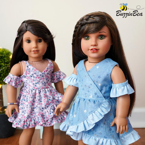 BuzzinBea 18 Inch Modern Chrysanthemum Dress 18" Doll Clothes Pattern Pixie Faire