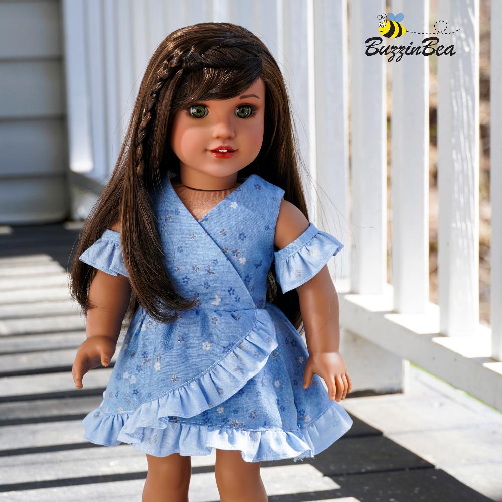BuzzinBea 18 Inch Modern Chrysanthemum Dress 18" Doll Clothes Pattern Pixie Faire