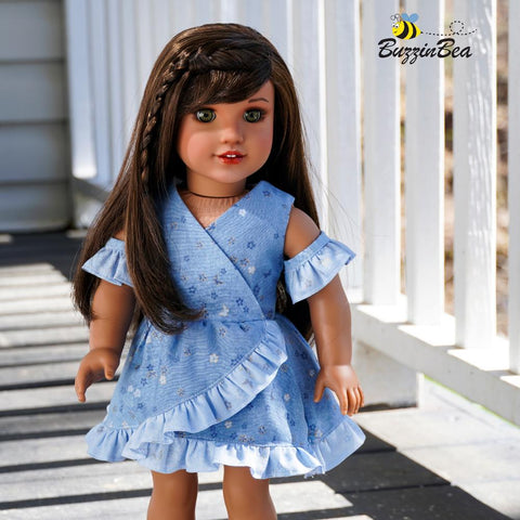 BuzzinBea 18 Inch Modern Chrysanthemum Dress 18" Doll Clothes Pattern Pixie Faire