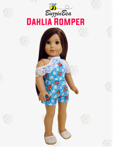 BuzzinBea 18 Inch Modern Dahlia Romper 18" Doll Clothes Pattern Pixie Faire