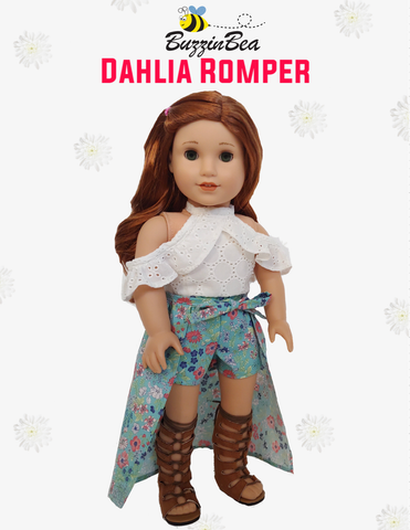 BuzzinBea 18 Inch Modern Dahlia Romper 18" Doll Clothes Pattern Pixie Faire