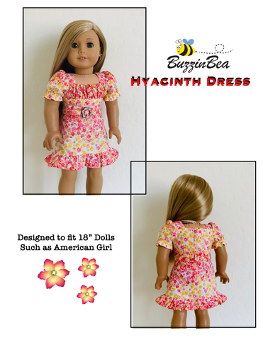 BuzzinBea 18 Inch Modern Hyacinth Dress 18" Doll Clothes Pattern Pixie Faire
