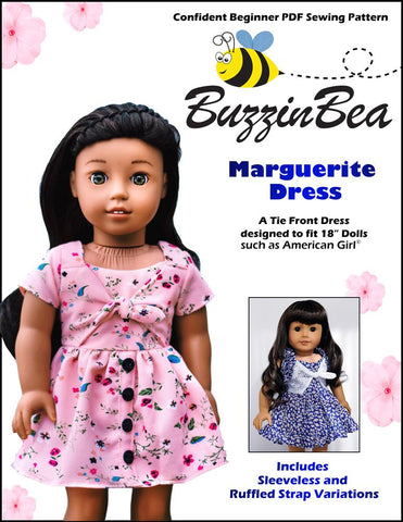 BuzzinBea 18 Inch Modern Marguerite Dress 18" Doll Clothes Pattern Pixie Faire