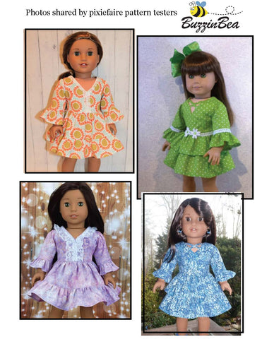 BuzzinBea 18 Inch Modern Primrose Dress 18" Doll Clothes Pattern Pixie Faire