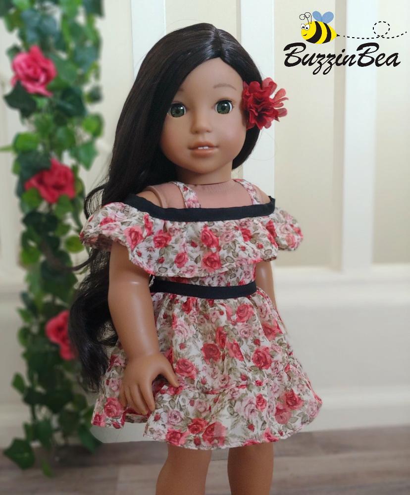 BuzzinBea 18 Inch Modern Wildflower Dress 18" Doll Clothes Pattern Pixie Faire
