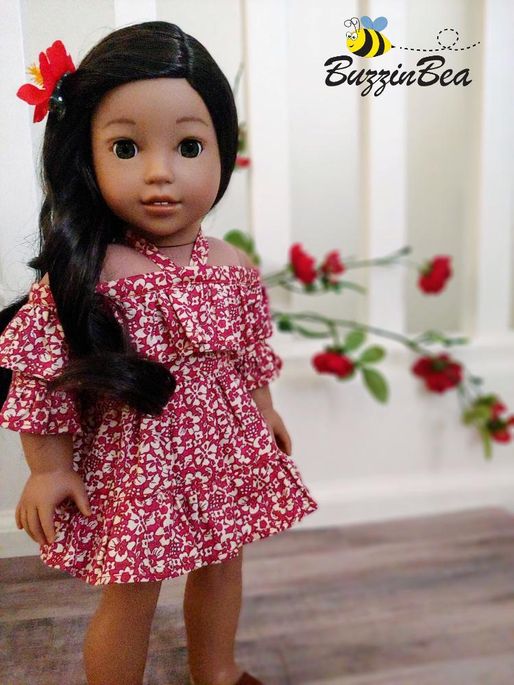 BuzzinBea 18 Inch Modern Wildflower Dress 18" Doll Clothes Pattern Pixie Faire
