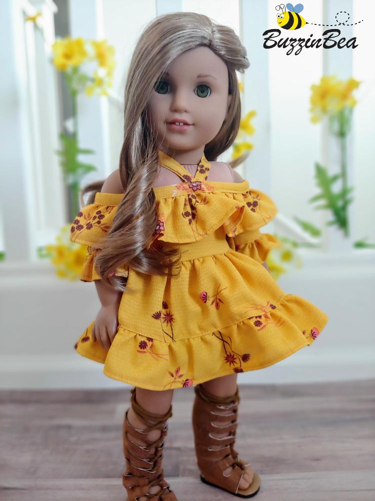 BuzzinBea 18 Inch Modern Wildflower Dress 18" Doll Clothes Pattern Pixie Faire