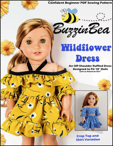 BuzzinBea 18 Inch Modern Wildflower Dress 18" Doll Clothes Pattern Pixie Faire