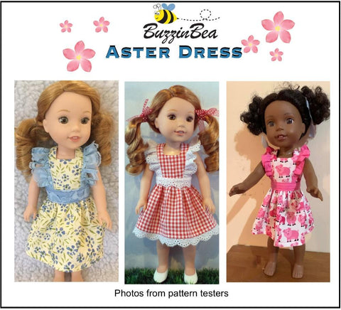 BuzzinBea WellieWishers Aster Dress 14.5" Doll Clothes Pattern Pixie Faire