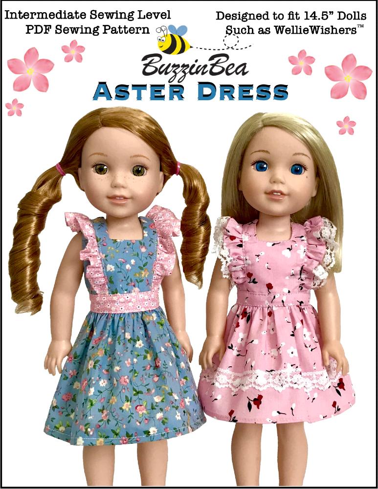 BuzzinBea WellieWishers Aster Dress 14.5" Doll Clothes Pattern Pixie Faire