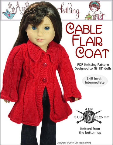 Doll Tag Clothing Knitting Cable Flair Coat Knitting Pattern Pixie Faire