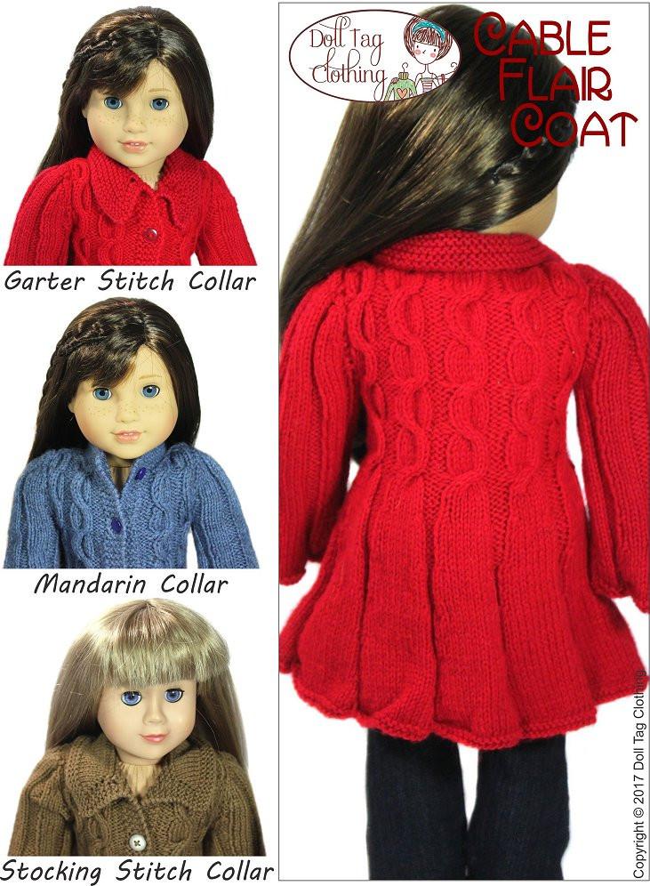 Doll Tag Clothing Knitting Cable Flair Coat Knitting Pattern Pixie Faire
