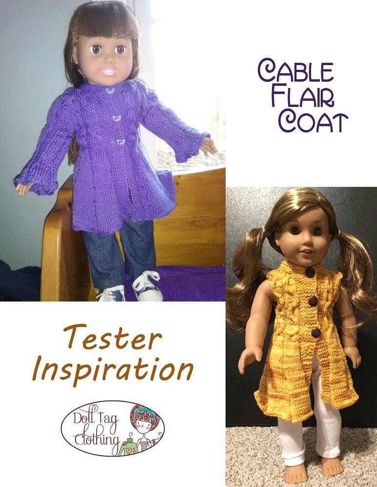 Doll Tag Clothing Knitting Cable Flair Coat Knitting Pattern Pixie Faire