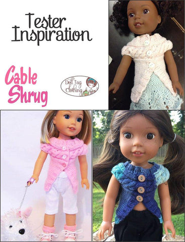 Doll Tag Clothing WellieWishers Cable Shrug Knitting Pattern for 14 to 14.5 Inch Dolls Pixie Faire