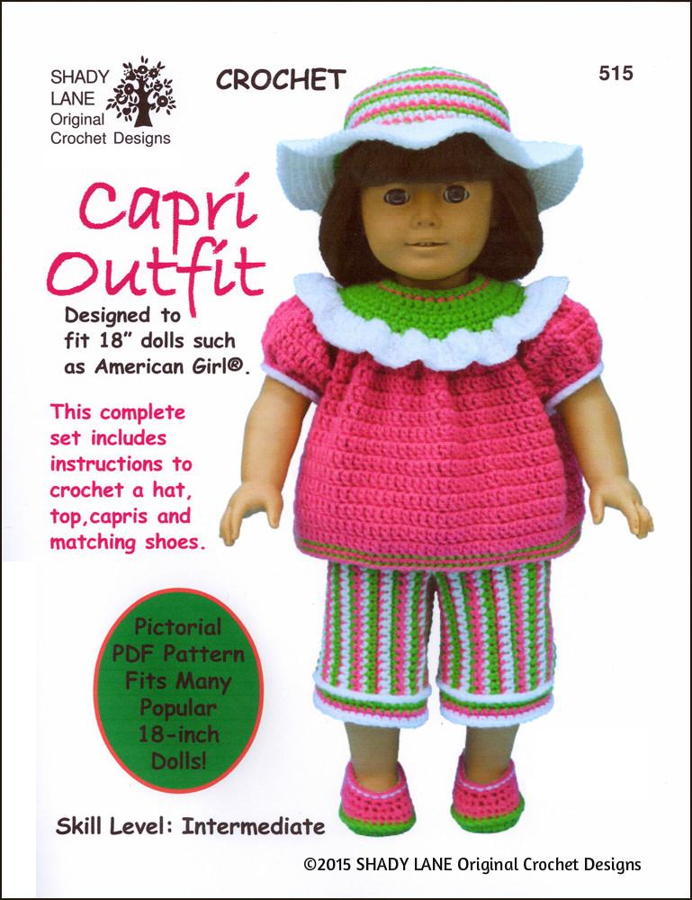 Shady Lane Capri Outfit Doll Clothes Pattern 18 inch American Girl
