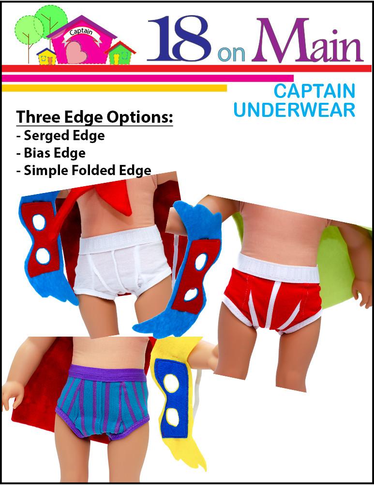 18 On Main 18 Inch Boy Doll Captain Underwear 18" Doll Clothes Pattern Pixie Faire