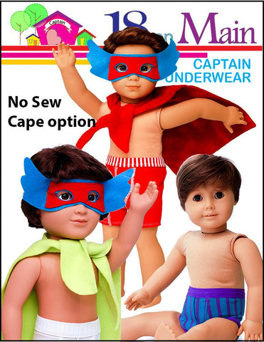 18 On Main 18 Inch Boy Doll Captain Underwear 18" Doll Clothes Pattern Pixie Faire