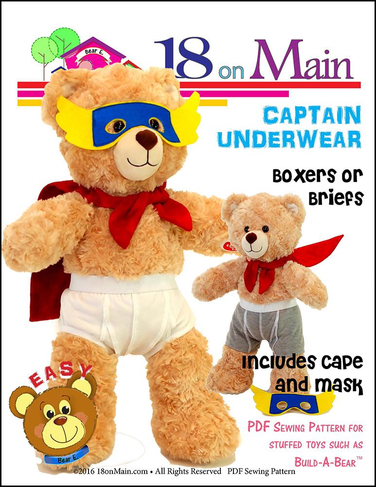 18 On Main Build-A-Bear Captain Underwear Pattern for Build-A-Bear Dolls Pixie Faire